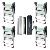 4 Adet Katlanır Kamp Sandalyesi ve Alüminyum Masa Seti - Rock Silver - Su Yeşili - Taşıma Çantalı thumbnail 2