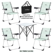 4 Adet Katlanır Kamp Sandalyesi ve Alüminyum Masa Seti - Rock Silver - Su Yeşili - Taşıma Çantalı thumbnail 1