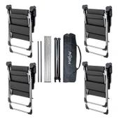 4 Adet Katlanır Kamp Sandalyesi ve Alüminyum Masa Seti - Rock Silver - Antrasit - Taşıma Çantalı thumbnail 2
