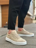 BA0104 Bağcıklı Krem Süet Beyaz Taban Spor Klasik Erkek Ayakkabı thumbnail 1