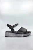 Kadın Siyah Hakiki Deri Yazlık Sandalet - ( DRN-5013 ) - 1