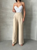 Pileli keten pantolon s255046 - 4