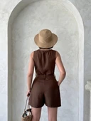 Kuşaklı şortlu tulum - 4