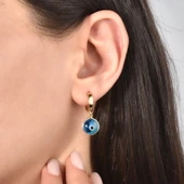 14 Ayar Altın Kaplama Göz Boncuklu Gümüş Küpe - ES00152 thumbnail 2