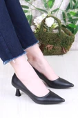 Fort 16309 Düz Sade Cilt Rahat Şık Stiletto Alçak Topuklu Kadın Ayakkabı thumbnail 1