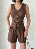 Kuşaklı şortlu tulum - 3