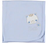 Çift Kat Penye Bebek Battaniyesi  Nakışlı Küçük Kedi Deseni, Unisex Hediyelik Battaniye - 8