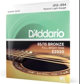 D'Addario EZ920 012 Akustik Gitar Teli 85-15 MED LITE - 1