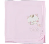 Çift Kat Penye Bebek Battaniyesi  Nakışlı Küçük Kedi Deseni, Unisex Hediyelik Battaniye - 1