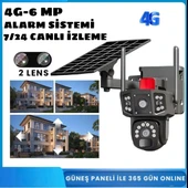 Güneş Panelli Solar 4G 6MP  Dual Lens  Sirenli Güvenlik Kamerası - 1