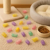 Karışık Renkli Spiral Yay Kedi Oyuncağı 10'lu Set - Esnek, Dayanıklı, Eğlenceli - 7