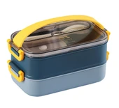 Lunchbox Çelik Beslenme Kabı 2 Kat 1200 Ml Yemek Kabı Sarı - 1