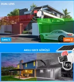 Güneş Panelli Solar 4G 6MP  Dual Lens  Sirenli Güvenlik Kamerası - 5