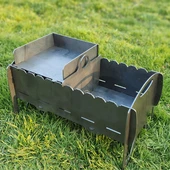 Portatif Çift Bölmeli Dayanıklı Ağır ve Büyük Uzun Ömürlü Mangal Ateş Çukuru thumbnail 2