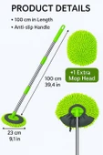 Uzun Saplı 2'si 1 Arada Mikrofiber Araba Yıkama Fırçası Mop Seti + 1 Yedek Başlık Hediye - 8