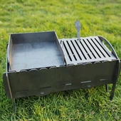 Portatif Çift Bölmeli Dayanıklı Ağır ve Büyük Uzun Ömürlü Mangal Ateş Çukuru thumbnail 3