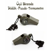 Pusulalı Termometreli Düdük - Survival Askılı Düdük - 1