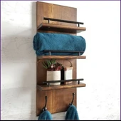 KUZELA Ahşap Banyo Askılık ve Havluluk - 1