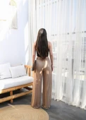 Lucky Life Kadın Keten Önü Çapraz Parçali Lasti̇kli̇ Ve Bağcikli Geni̇ş Paça Pantolon - 1