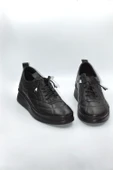 Kadın Siyah Hakiki Deri Akıllı Bağcıklu Günlük Ayakkabı - 3