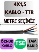 Öznur 4X1,5 TTR Kablo Metre Seçenekli (Siyah) - 1