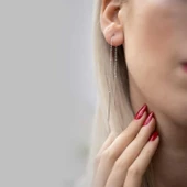 925 Ayar Gümüş Zincirli Küpe - 2