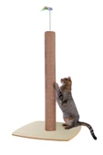 Kedi Tırmalama Tahtası Kedi Tırmalaması 90cm + 20 cm Yaylı Oyuncaklı 40x40 MDF Taban - 2