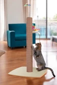 Kedi Tırmalama Tahtası Kedi Tırmalaması 90cm + 20 cm Yaylı Oyuncaklı 40x40 MDF Taban - 1