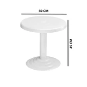 Omnipazar MT-GF401 Beyaz Spark Bahçe Balkon Kısa Sehpa Ø50 Cm - 2
