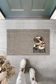 Dijital Baskı Gri On The Rock Köpek Dekoratif Kapı Paspası K-2041 - 1