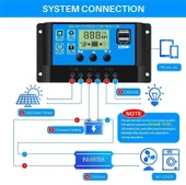 Solar Güneş Paneli Akü Şarj Kontrol Cihazı 30 Amper 12V 24V thumbnail 6