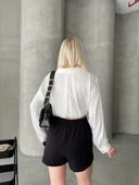 Tek yırtmajlı şort etek - 2