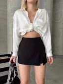 Tek yırtmajlı şort etek - 1