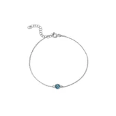 14 Ayar Altın Kaplama Minima Açık Mavi  Göz Boncuğu Gümüş Bileklik - CBS00121 thumbnail 6