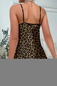Leopar Desenli Saten Gecelik - 3