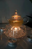 2’li Set Cam Demlik ve Cam Isıtıcı Süzgeçli Demlik 250 ml Bitki Çayı Demliği Borasilikat - 3
