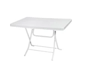 Omnipazar MT-GFM240 Prima Roccia Plastik Kare Bahçe Balkon Masa 70x110 cm Beyaz - 1