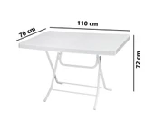 Omnipazar MT-GFM240 Prima Roccia Plastik Kare Bahçe Balkon Masa 70x110 cm Beyaz - 2