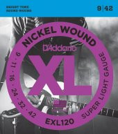 DADDARIO EXL120 ELEKTRO GİTAR TEL SETİ, XL, 9-42, NICKEL WOUND, SU 
Nickel-plated steel
Bright and clear sound
Gauges: 009-011-016-w024-w032-w042 - 1