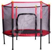 Fileli Büyük Boy Trambolin 140 cm Çap Korumalı Kolay Kurulum Kırmızı CKS131 - 1