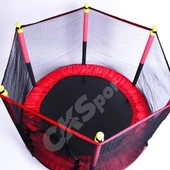 Fileli Büyük Boy Trambolin 140 cm Çap Korumalı Kolay Kurulum Kırmızı CKS131 - 5