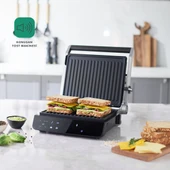 Homend Grilliant 1343H Cam Yüzeyli, 5 Hazır Programlı, Döküm Plakalı, Led Ekranlı Konuşan Tost ve Izgara Makinesi - 1