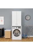 ROZBO MOBİLYA 2 Kapaklı 3 Raflı Çamaşır Makinesi Dolabı Alt Üst Takım 65 x 62 - 6