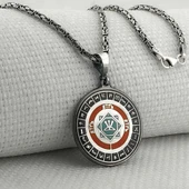 Oğuz Kağan Mührü 925 Ayar Gümüş Türk Boyları Simgeli Kral Zincir Kolye thumbnail 2