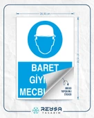 Baret Giymek Mecburidir İş Güvenlik Panoosu Sticker 20X28 Cm thumbnail 2