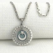 925 Ayar Gümüş Türk Boyları Simgeli Ayyıldız Kral Zincir Kolye - 1