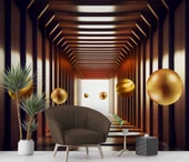 3D Ahşap Tünel Duvar Kağıdı Baskı thumbnail 6