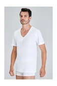 Kom Erkek Beyaz Enrıco V Yaka 2'li T-shirt Atlet - 2
