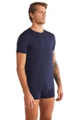 Kom Enzo Bisiklet Yaka Modal Erkek Lacivert Tshirt - 2