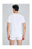 Kom Erkek Beyaz Enrıco V Yaka 2'li T-shirt Atlet - 3